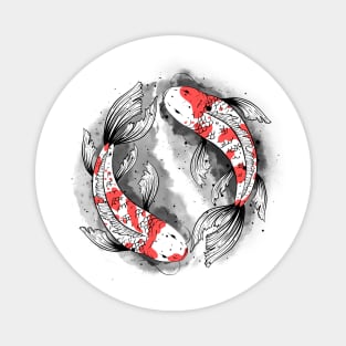 Koi Yin Yang | balance and harmony | ink illustration Magnet